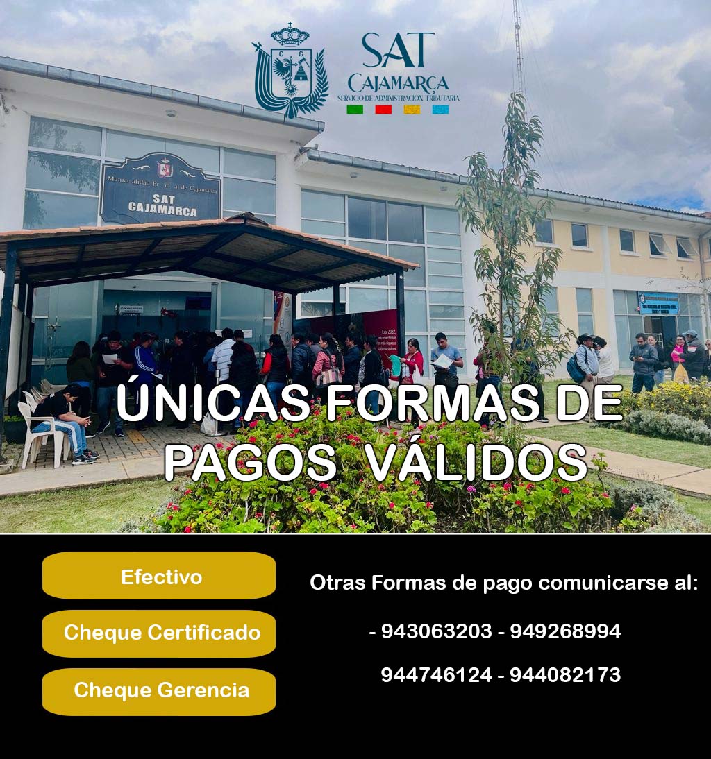 ÚNICAS FORMAS DE PAGOS VÁLIDOS